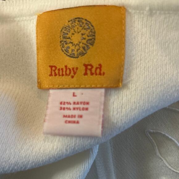 Ruby Rd Women Cardigan Sweater Ivory Embroidered Beaded Cottagecore Boho Classic - Picture 2 of 11